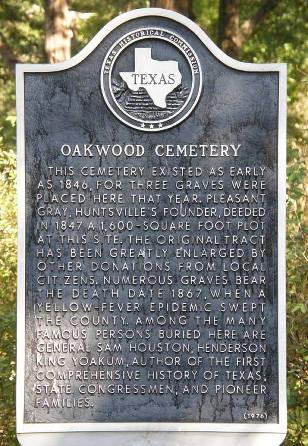 The official Oakwood Cemetery historical marker.
