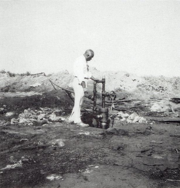 Jake Simmons, Jr. in the oilfield, 1955.