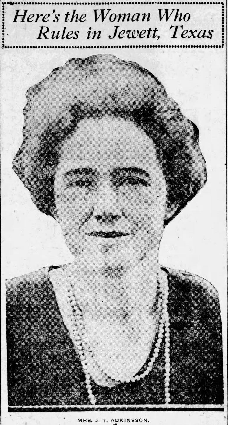 Hattie Barnes Adkisson, Mayor of Jewett, Texas (1920-1922)
