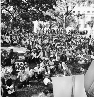 Rev. Claude Black, W. J. Durham, Henry Muñoz, and Moses LeRoy Address Wooldridge Square Park