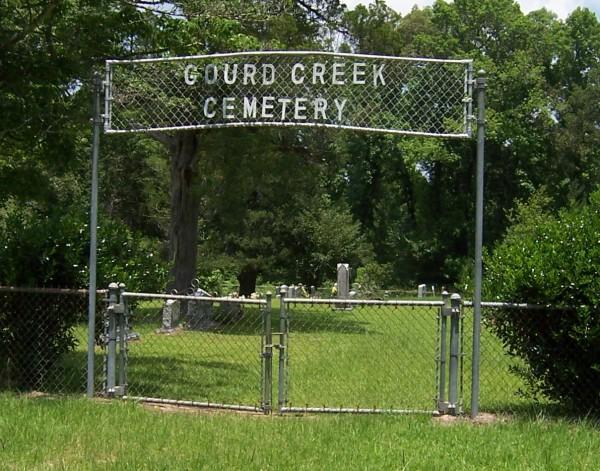 Gourd Creek Cemetery, the final resting place of Elijah Collard, gate and sign.