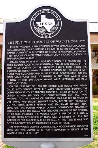 The Five Courthouses of Walker County Historical Marker