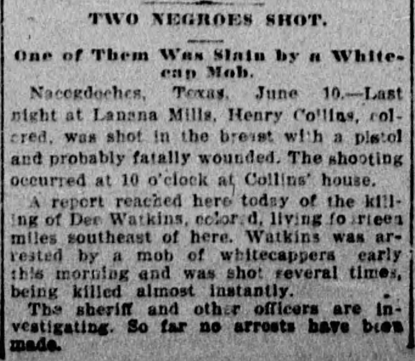 "Two Negroes Shot"