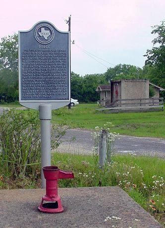 Texas historical marker for Dodge, Texas.