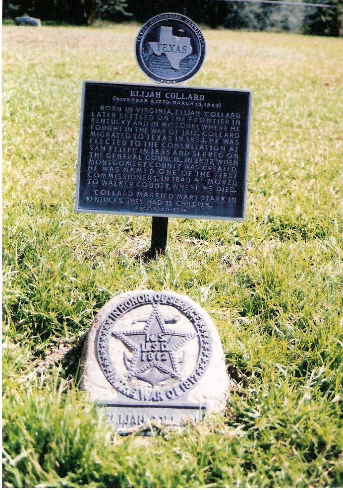 Texas historical marker for Elijah Collard.