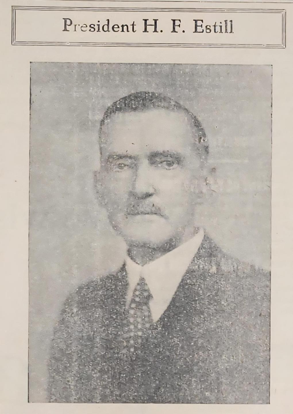 A portrait of Harry F. Estill from the Houstonian newspaper