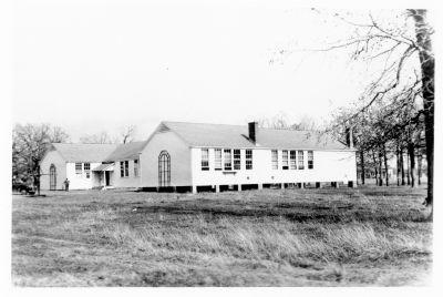 Photograph is of an African-American school house in Dodge, Texas in 1950 courtesy of the Walker County Treasurers.